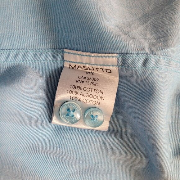 Massuto Mens Blue Royal Long Sleeve Shirt Size Xlarge 100% Cotton Contrast Cuff - Picture 4 of 8